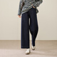 ESE-Y straight-leg jeans for women with velvet for warmth 2025 winter new style loose wide-leg pants dark blue 28