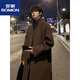 ROMON Korean style men's handsome loose lazy style stand collar British style winter windbreaker trendy knee-length woolen coat brown 3XL 170-185Jin Jin is equal to 0.5 kg