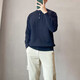 Light mature business casual henley collar bottoming sweater men's long-sleeved spring and autumn half-buttoned round neck solid color sweater white M