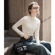 TonLion 2025 Autumn and Winter Women's Half Turtle Collar Solid Color Texture Knitted Bottoming Shirt