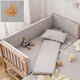 Sleepy Bear crib bed fence Class A soft-packed pure cotton children's spliced bed guardrail fence baby anti-collision fence cloth bedding washed cotton gypsophila 60*110cm (four-sided bed fence height 30)
