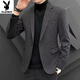 Playboy (PLAYBOY) woolen suit men's winter retro light mature style gray suit two-piece thick high-quality business jacket top black two-piece suit thick suit + trousers S 90-105Jin Jin equals 0.5 kg