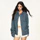 AAISUP American retro blue denim jacket for women 2025 autumn new high-end Korean style loose casual short jacket blue S