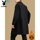 Playboy (PLAYBOY) woolen coat men's medium-length cashmere coat for young and middle-aged men's windbreaker thickened high-end woolen coat winter black (plus cotton) thick XL 180 (recommended 140Jin Jin equals 0.5kg -155Jin Jin equals 0.5kg)