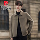 Pierre Cardin woolen jacket men's spring and autumn new Korean style slim double-sided wool coat shorts high-end woolen jacket for men coffee color 70.4% sheep wool XL (recommended 135-155Jin Jin is equal to about 0.5 kg)