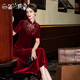 Fashionable Minglan Shijia New Chinese Cheongsam Dress for Mother-in-Law Wedding Dress for Mother-in-law Wedding Banquet Daily Wear High-end Wedding Dress Red 8 (Long Sleeve) L