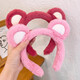 Cute plush bear headband for girls, sweet face wash headband, facial mask, hair band, high top hair tie, hairpin, rose red