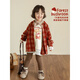 Young girls British plaid shirt 2025 autumn and winter vitality cute soft waxy skin-friendly mushroom embroidered warm top red plaid 90 cm