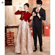 Meianjia new Chinese toasting dress bride's new red wedding engagement dress skirt women's winter long-sleeved winter wine red M