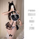 Japanese sexy lace maid jumpsuit cos uniform suit three-point bra bellyband underwear thong for women black one size