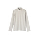 MUJI women's raised ribbed woven half turtleneck long-sleeved T-shirt tops bottoming shirt for women with spring and autumn women's stripes off-white stripes M (160/84A)