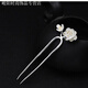 KZD Old Phoenix 999 sterling silver silver hairpin double flower U-shaped hairpin ancient style replica hairpin headdress for women white light peach blossom