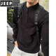 JEEP SPIRIT Black Henley Collar Sweater Men's Autumn American Retro Feel Knit Sweater Cleanfit Bottoming Shirt Gray M