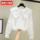 Remtin girls spring and autumn shirt 2025 new Korean style long-sleeved white shirt children's lace doll collar bottoming top white recommended height 135cm60Jin Jin equals 0.5kg below 140
