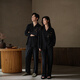 Sha Qian Couple Pajamas 2025 New Soft Cotton Men's Home Clothes Black Lapel Women's Spring and Autumn Wearable Outer Suit