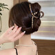 High-end grabber for women 2025 large back head hair shark clip temperament hairpin clip headdress champagne color rhinestone bow grabber