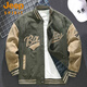 JEEP SPlRlT jacket men's spring and autumn American new baseball uniform men's autumn high street loose plus fat large size pilot jacket B11 green (too large, the letters are a bit off) XL