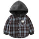 Burwilde International Brand Boys Autumn and Winter Cotton Clothes 2025 Winter New Men's Padded Hooded Jacket Winter Clothes Children's Plush Velvet Large Plaid Velvet Hooded Jacket Black and White Checkered 110 cm
