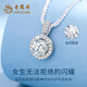 Lao Fengxiang's luxurious one-carat sterling silver necklace for women, fashionable and high-end clavicle chain, anniversary birthday gift for girlfriend and wife, birthday/anniversary/Valentine's Day, sparkling one-carat necklace