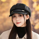 Jimmy Leaf Beret Autumn and Winter Hat Women's Versatile Face-Showing Small Octagonal Hat Outdoor Leisure Windproof Newsboy Hat Coffee One Size Head Circumference 55-58CM