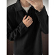 NYING fake two-piece right shoulder polo shirt for men 25 autumn new fashion brand casual long-sleeved T-shirt loose and versatile inner base black XL (120-140Jin Jin equals 0.5 kg)