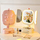 Mirror Cosmetic Mirror LED Light with Light Stacking Storage Box Integrated Desktop Desktop Folding Cosmetic Mirror-Cream White Belt DIY Accessories