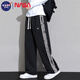 NASA BASE casual pants for men in autumn and winter plus velvet new style handsome loose drape straight pants trendy brand versatile wide-leg sports trousers apricot (recommended) XL (recommended 125-150Jin Jin equals 0.5 kg)