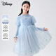 Disney Children's Princess Dress Girls Autumn and Winter Knitted Mesh Dress Winter Skirt TD3EQ006 Sky Blue 120