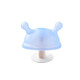 Igroway small mushroom baby teether, 3 months old, anti-eating hand, mouth-appeal period, 0-6 months, soothing and biting, mushroom tooth fixing device, blue, horizontal handle + vertical handle_gift