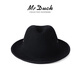 Mr DUCK Australian pure wool handmade top hat rolled edge foldable casual high-end jazz hat for men, warm and breathable in autumn and winter, royal black (top hat) S (suitable for 52-55cm head circumference, small head circumference)