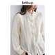 InShop mall same style new women's French micro puff sleeve shirt lace sweet temperament top apricot L