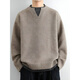 Playboy (PLAYBOY) men's sweater fake two-piece Henry collar autumn and winter thick warm sweater lazy style loose wool sweater 2025 new LO8809 dark gray M 110-140Jin Jin equals 0.5 kg