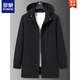 ROMON large size men's parka windbreaker men's mid-length spring and autumn fat man plus fat enlarged loose solid color windproof coat black 6XL