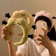 Cute and funny plush hair hoops for women, spring and summer hair hoops, face wash mask, hair hoops, plush cartoon hair accessories, yellow little monsters