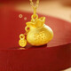 Chow Tai Fook Lucky Bag Gold Pendant Necklace Pure Gold 999 Couple Pendant Full of Blessings for Wife Chinese Valentine's Day Gift