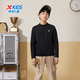 XTEP (XTEP) XTEP children's clothing children's velvet bottoming shirt boys half turtleneck T-shirt 2025 new autumn and winter clothing medium and large children's long-sleeved T-shirt light milk coffee 140