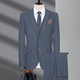 Montagut suit suit men's winter thickened wool suit formal striped wedding banquet dress dad jacket 992 blue striped double slit two-piece set wool material L 175