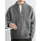 Jiangong high-end Henry collar sweater men's autumn and winter new British style retro half-zip sweater men's thickened sweater Gray M about 95-115 Jin Jin equals 0.5 kg can be worn