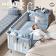 Trimigo crib multi-functional mobile splicing newborn bed with changing table fence bed essential artifact baby rocking bed Nhayu Sky Blue Free installation + one-button opening and closing + multi-function changing table + mosquito net + mattress + storage basket + bed bell