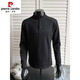 Pierre Cardin brand American Polo Henry shirt men's long-sleeved T-shirt spring and autumn trend cleanfit inner casual men's clothing base black upgraded model M 95 to 115 Jin Jin equals 0.5 kg can be worn