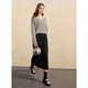 Sancai 2025 Winter New Style Skirt Elastic High Waist Straight Skirt Slit Long Skirt Simple Temperament Women Silent Gray S
