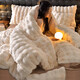 Lady Laura Fuana winter rabbit plush four-piece set thickened double-sided velvet bed sheet quilt cover home fitted sheet quilt cover warm bed light luxury-bean paste thickened warm fast heating sheet style 1.8m four-piece set-quilt cover 200*230cm