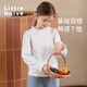 Little Naive girls long-sleeved T-shirt spring and autumn stand-up collar solid color fungus children's French inner top white 140