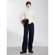 ELLE 100% sheep wool simple turtleneck sweater for women 2025 new autumn new year soft and waxy slim wool sweater off-white M