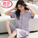 Langsha pure cotton pajamas for women summer 2025 new high-end short-sleeved cropped pants large size cardigan for women to wear at home n9896 short-sleeved/cropped pants cardigan 3XL (160-180Jin Jin equals 0.5 kg)