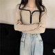 Oubaixi sweater for women spring and autumn long-sleeved right shoulder polo collar 2025 sweater with temperament and light top, apricot color, one size fits all, recommended 80-120 Jin Jin equals 0.5 kg