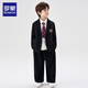 Romon Boys' Suit Suit New Middle and Large Boys Handsome British Boys Casual College Style Performance Dress Black 160