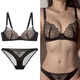 Victoria Palace Lace Bra No Wires Showing Breast Size Breast Support Push-up Breast Control Adjustable Bra Low Waist Panties Set Black L