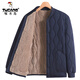 Woodpecker middle-aged and elderly men's winter cotton-padded jacket with lamb velvet thickened padded jacket for dad, loose and warm for grandpa, navy blue velvet thickened cotton-padded jacket 4XL Weight 140-160Jin Jin is equal to 0.5 kg