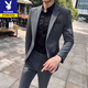 Playboy casual suit suit for men, Korean style slim fit high-end suit, full set of men's trendy jacket, handsome men's suit, mature black suit + trousers, one button M 165 recommended 90-105 Jin Jin equals 0.5 kg